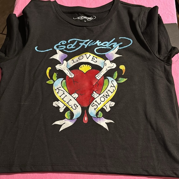 Ed Hardy love kills slowly crop top - Picture 2 of 6